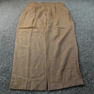 Inserch Pants Mens 40 Beige Orange Linen Pleated Trouser Dress Slacks Cuffed USA